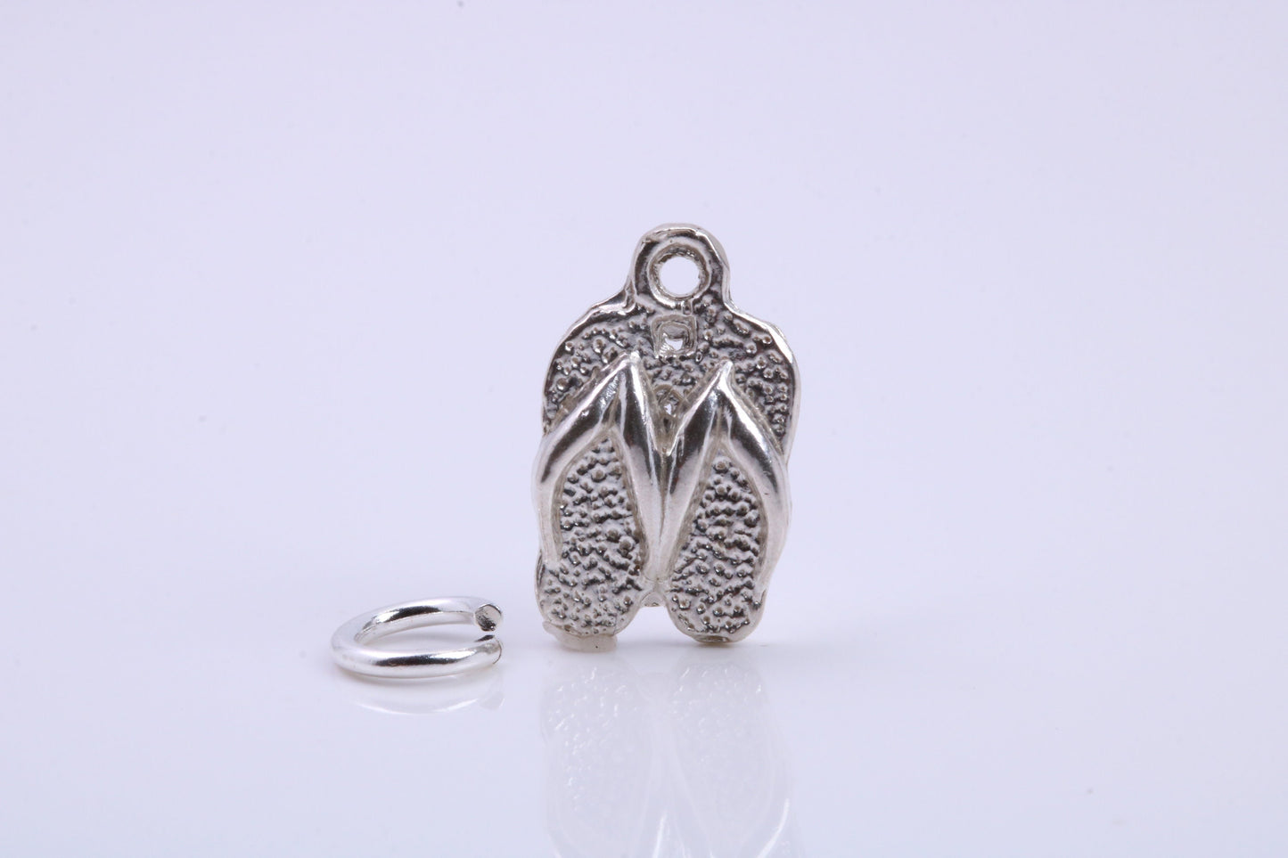 Flip Flops Charm, Traditional Charm, Made from Solid 925 Grade Sterling Silver, Complete with Attachment Link