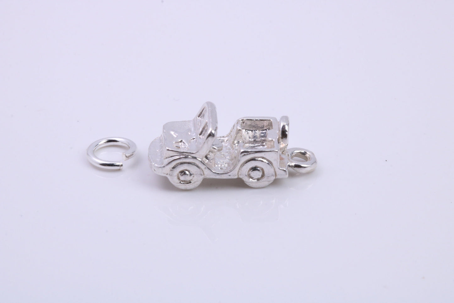 Car Charm, Traditional Charm, Made from Solid 925 Grade Sterling Silver, Complete with Attachment Link