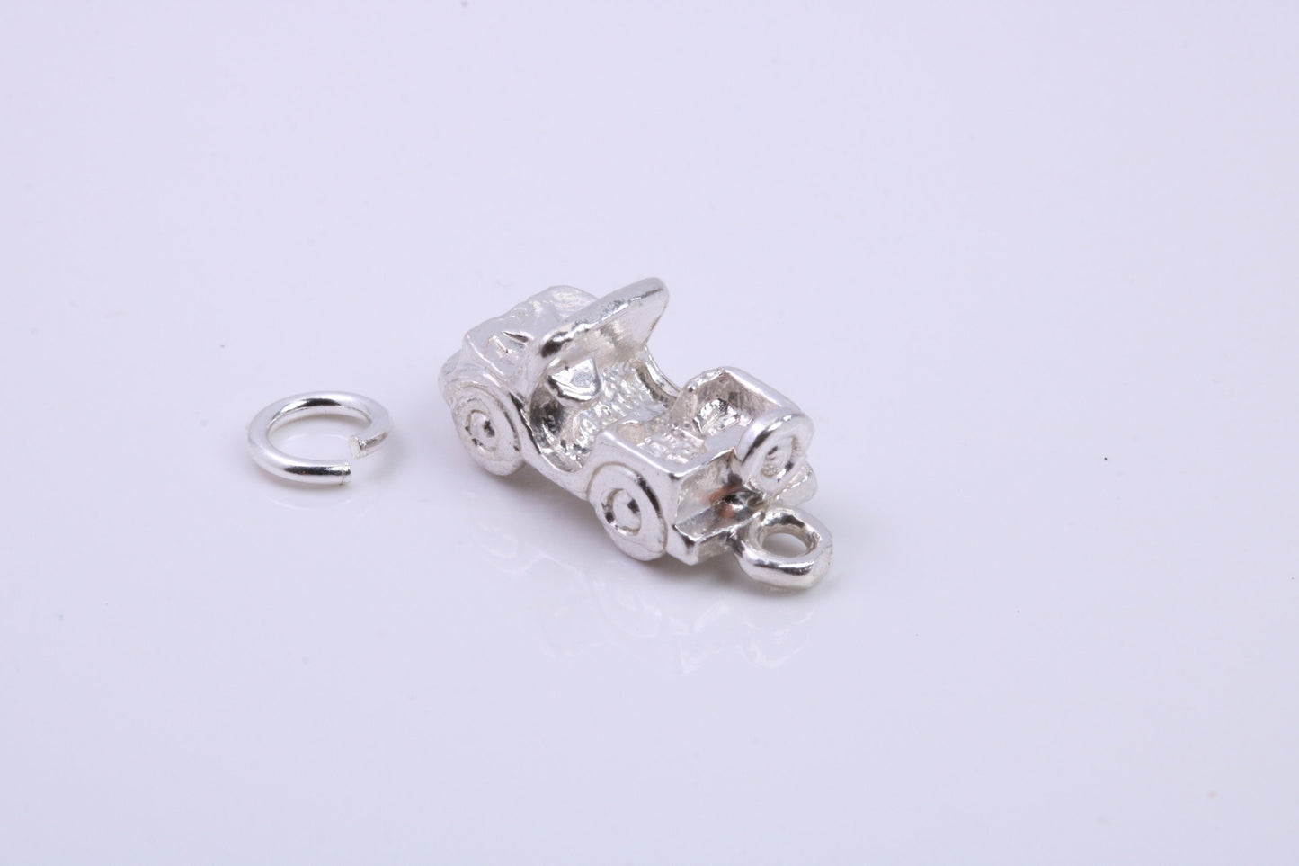 Car Charm, Traditional Charm, Made from Solid 925 Grade Sterling Silver, Complete with Attachment Link