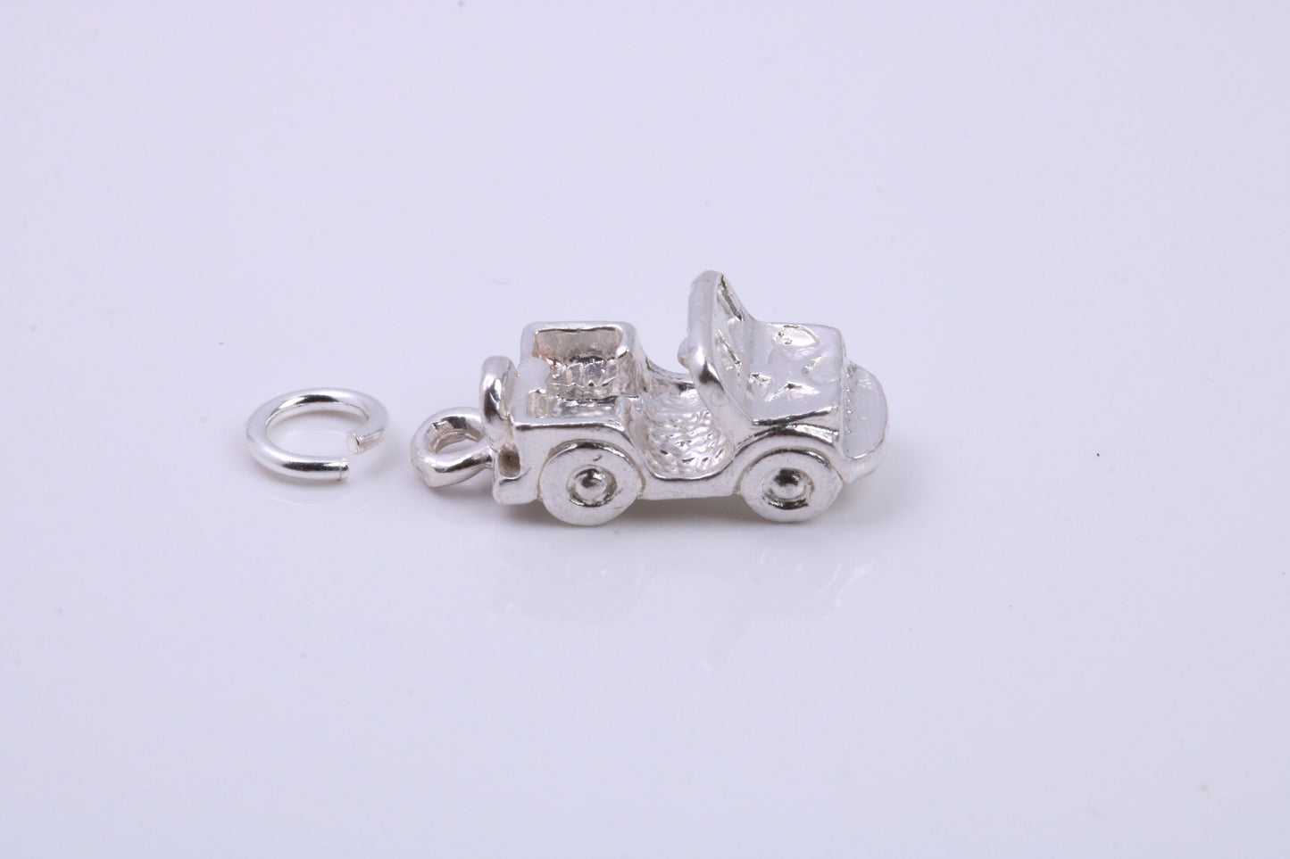 Car Charm, Traditional Charm, Made from Solid 925 Grade Sterling Silver, Complete with Attachment Link