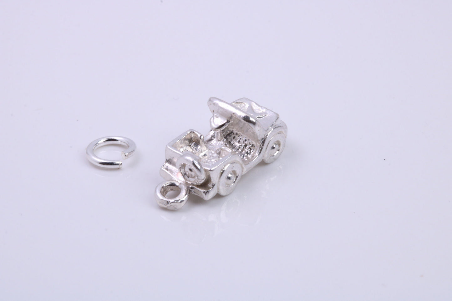 Car Charm, Traditional Charm, Made from Solid 925 Grade Sterling Silver, Complete with Attachment Link