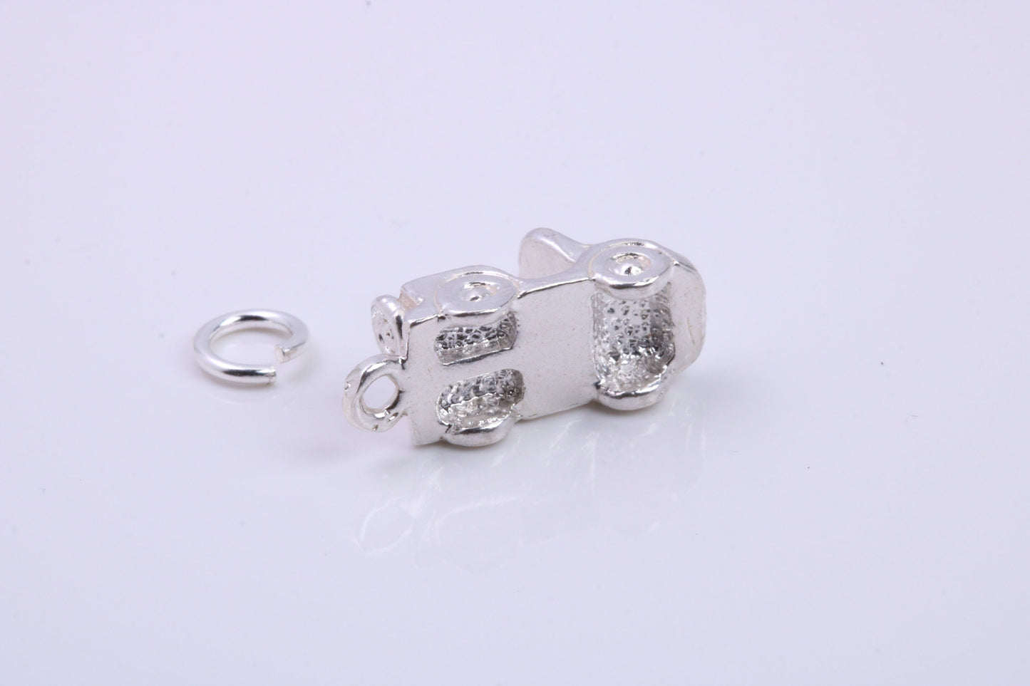 Car Charm, Traditional Charm, Made from Solid 925 Grade Sterling Silver, Complete with Attachment Link