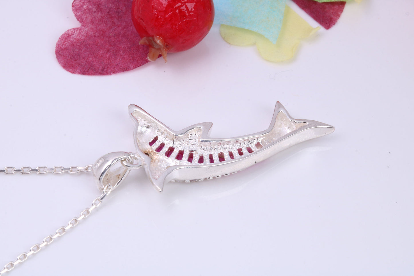 Dolphin Cubic Zirconia set Necklace, Made from Solid Sterling Silver
