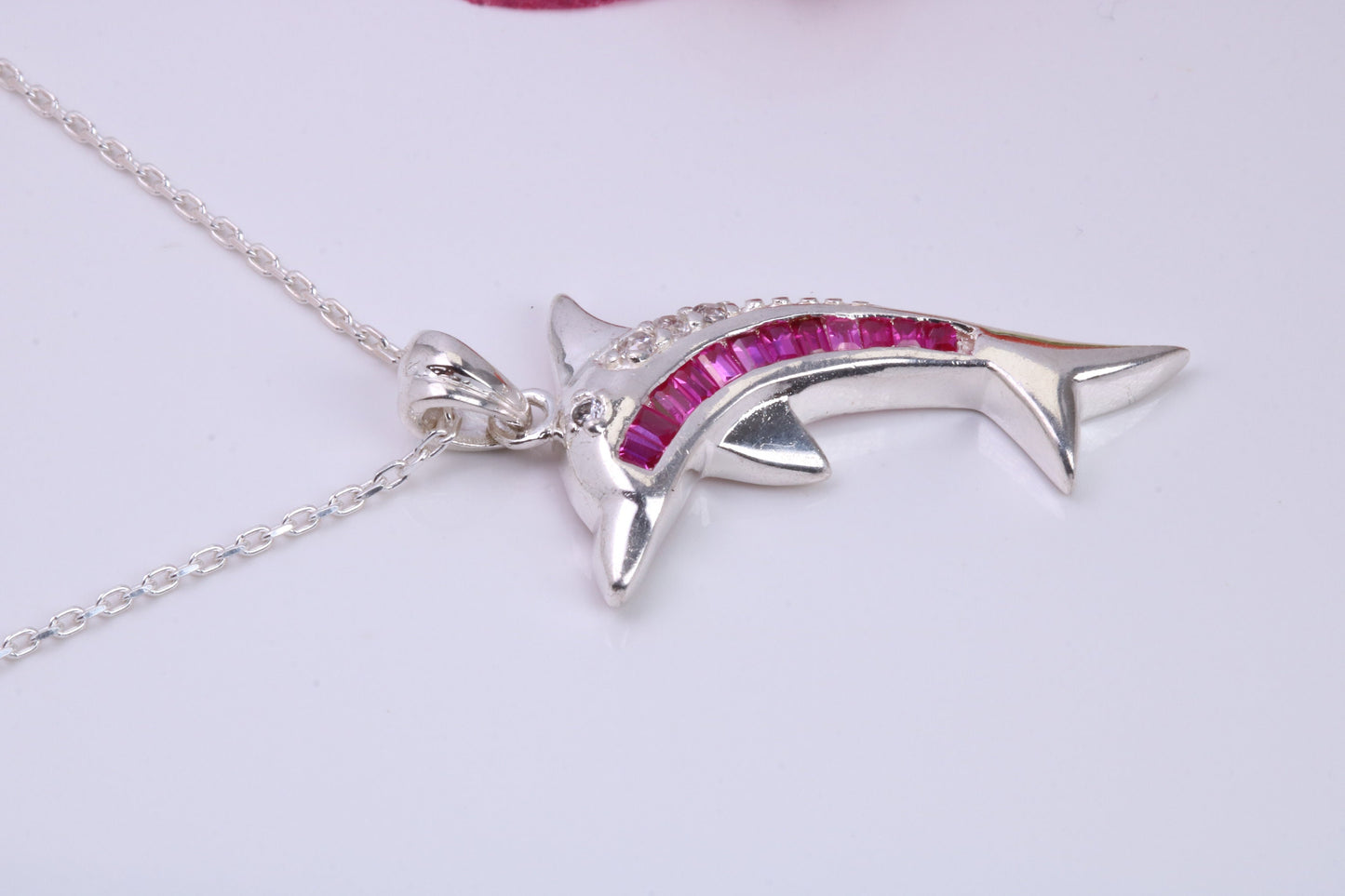 Dolphin Cubic Zirconia set Necklace, Made from Solid Sterling Silver