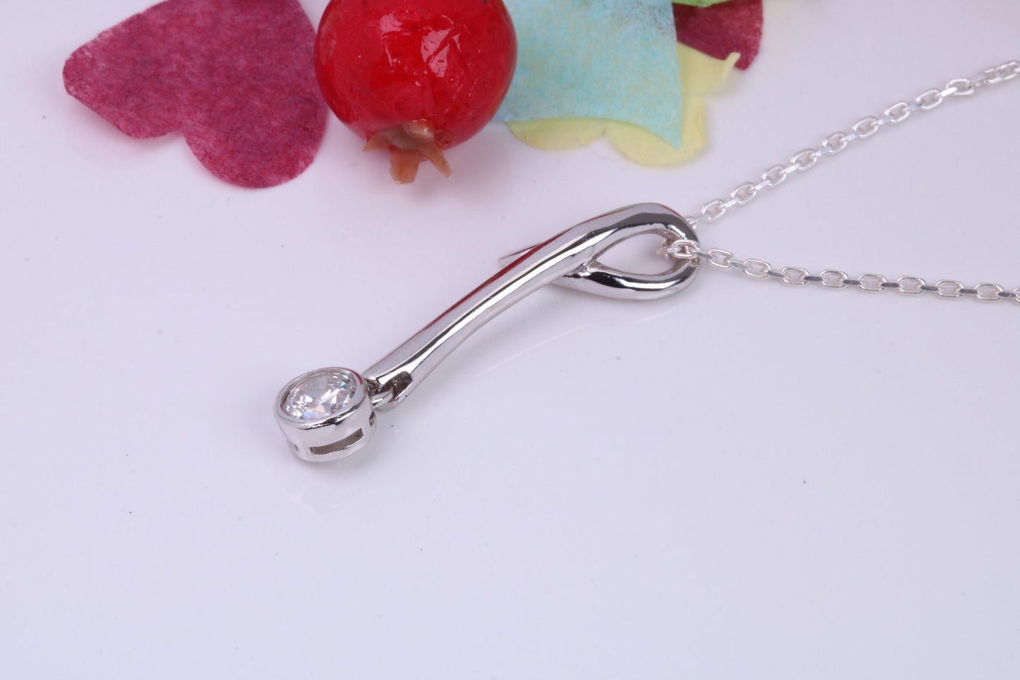 Large Round cut Cubic Zirconia set Necklace, Made from Solid Sterling Silver, Very Dressy