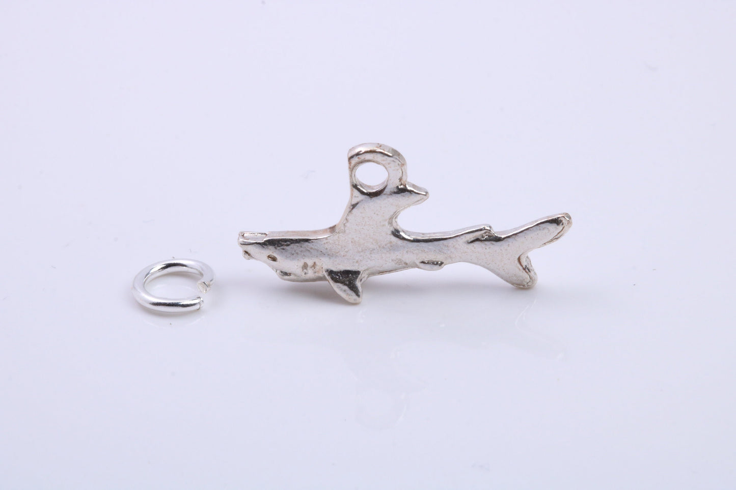 Shark Charm, Traditional Charm, Made from Solid 925 Grade Sterling Silver, Complete with Attachment Link