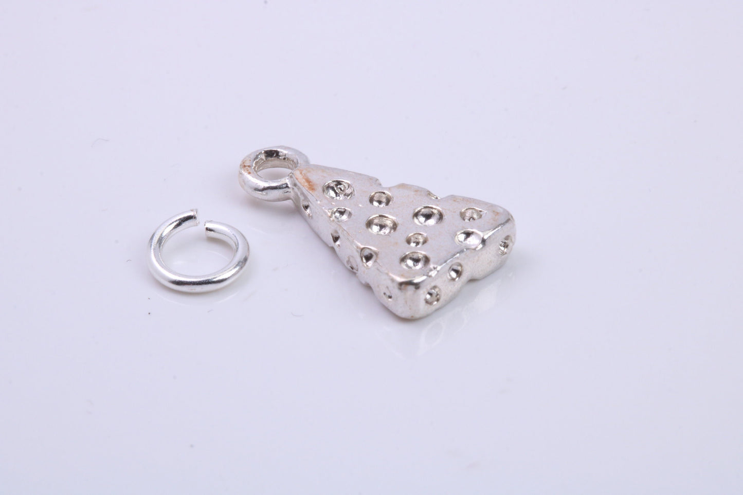 Wedge of Cheese Charm, Traditional Charm, Made from Solid 925 Grade Sterling Silver, Complete with Attachment Link