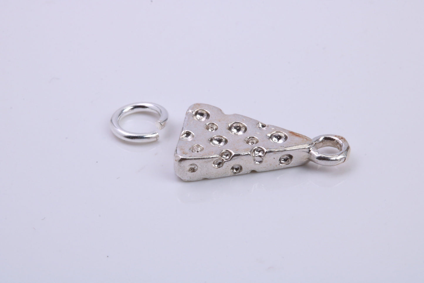 Wedge of Cheese Charm, Traditional Charm, Made from Solid 925 Grade Sterling Silver, Complete with Attachment Link