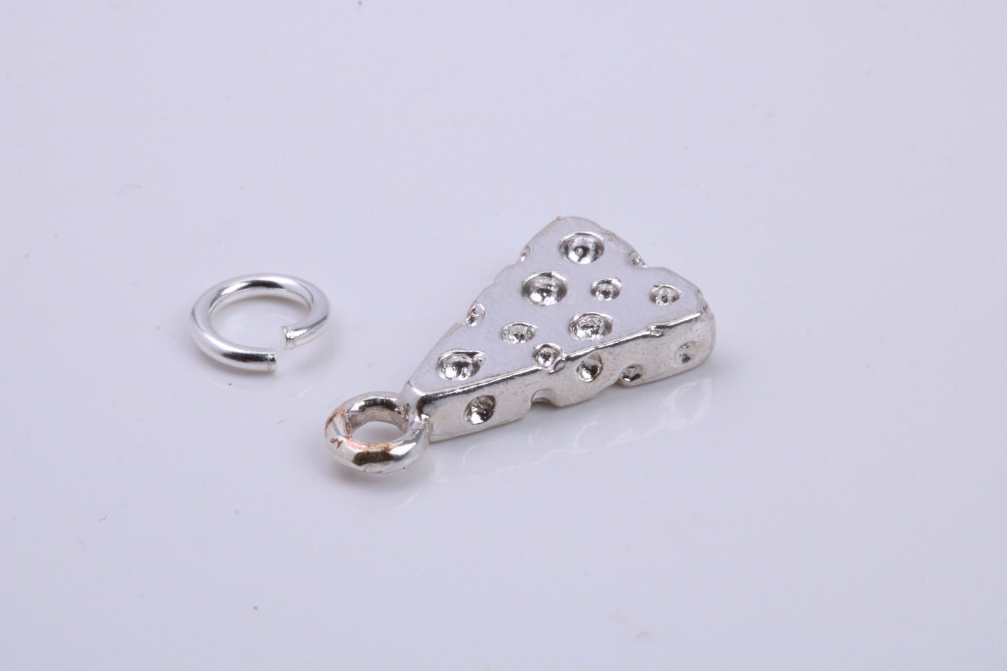 Wedge of Cheese Charm, Traditional Charm, Made from Solid 925 Grade Sterling Silver, Complete with Attachment Link