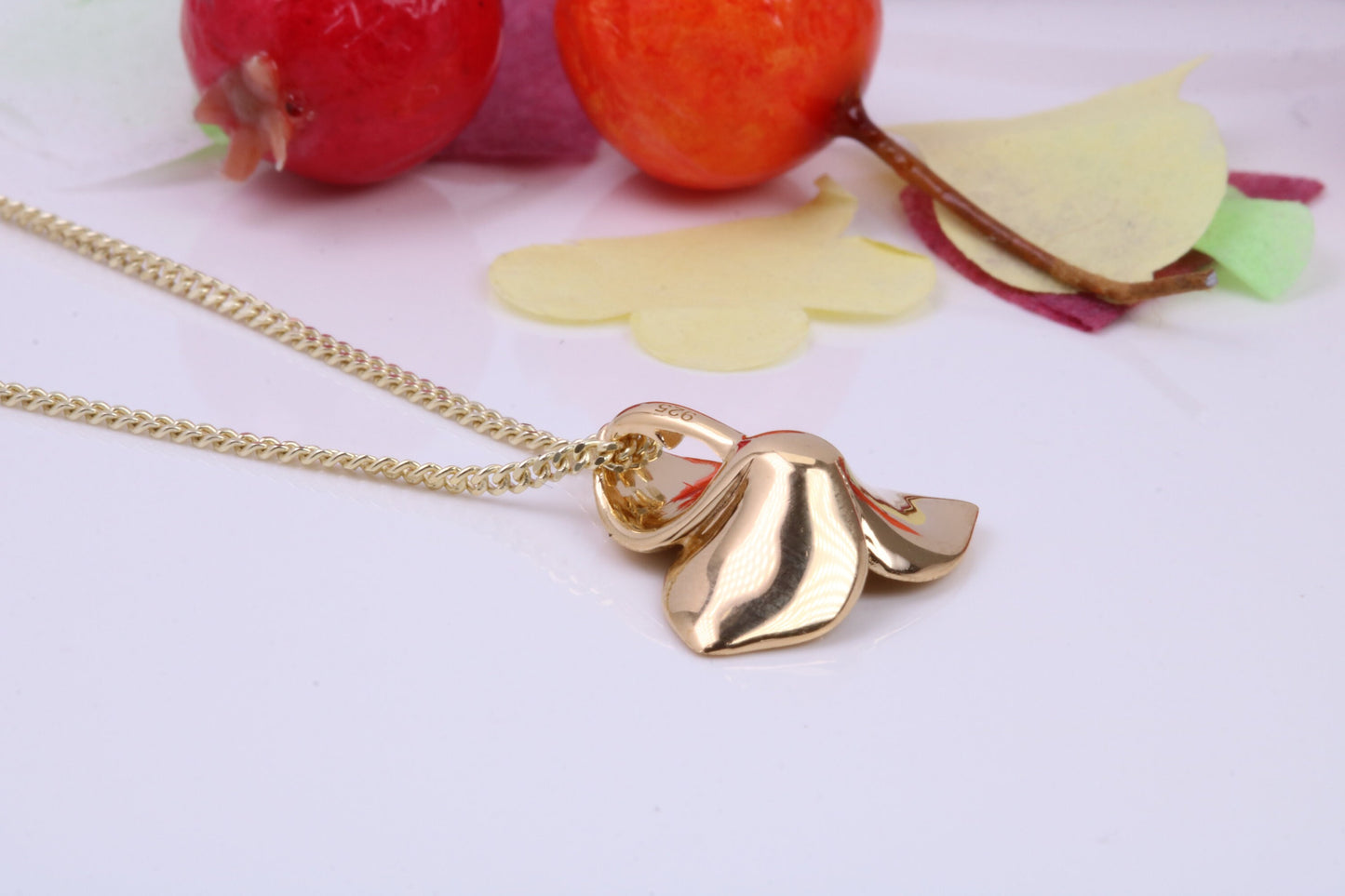 Flower Necklace set with Cubic Zirconia, Made from solid Sterling Silver, 18ct Yellow Gold Plated