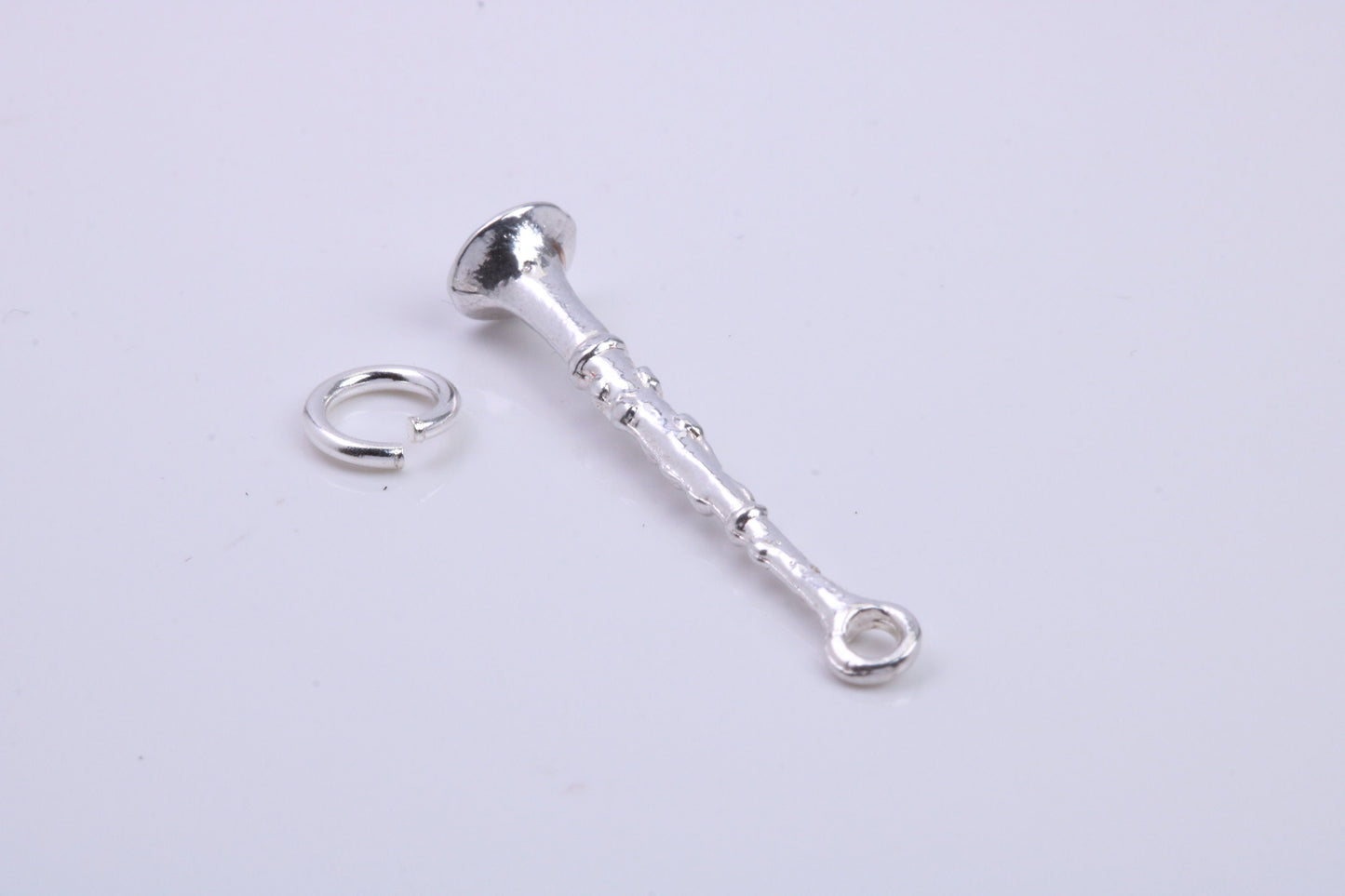 Flute Charm, Traditional Charm, Made from Solid 925 Grade Sterling Silver, Complete with Attachment Link