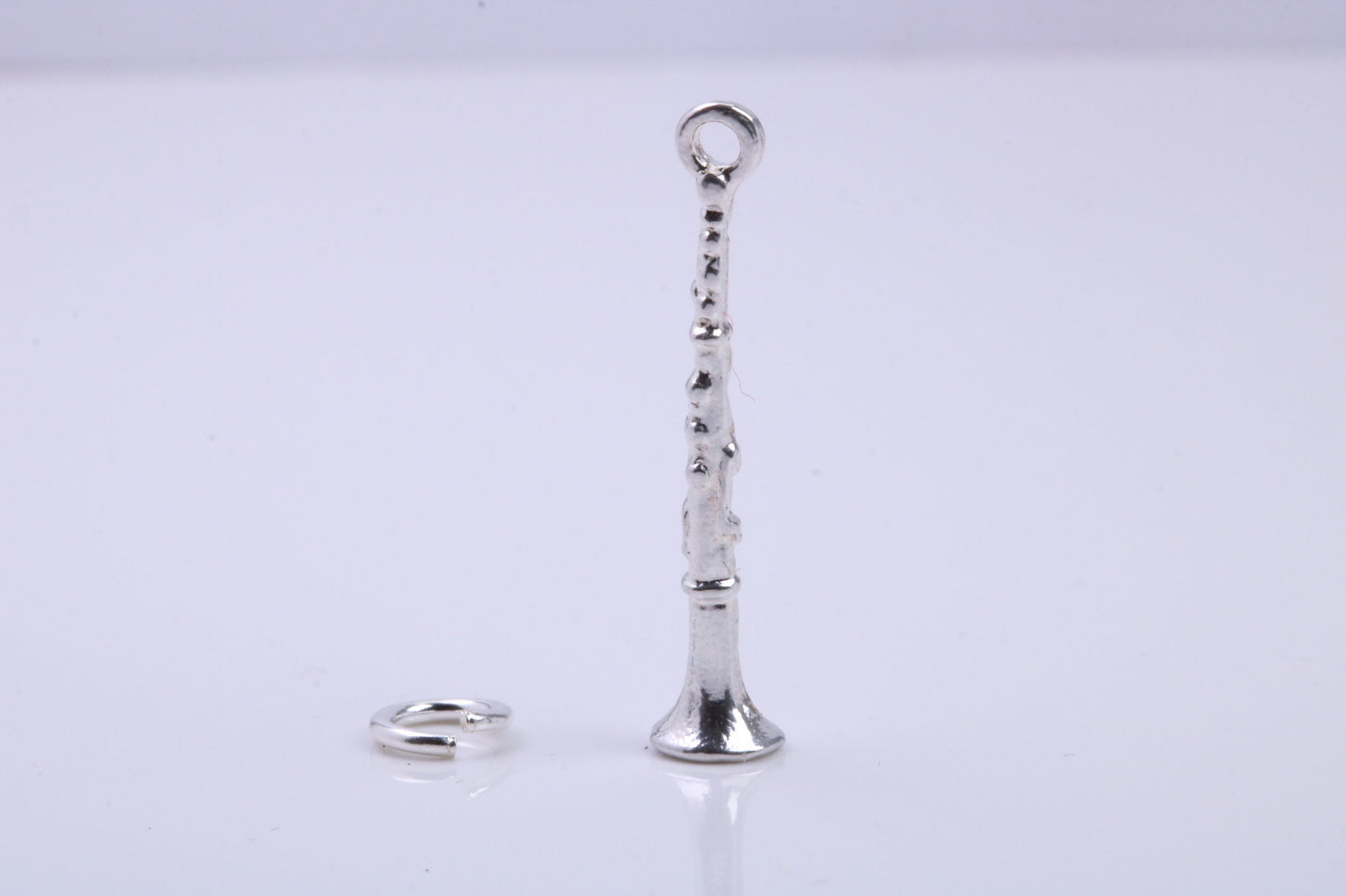 Flute Charm, Traditional Charm, Made from Solid 925 Grade Sterling Silver, Complete with Attachment Link