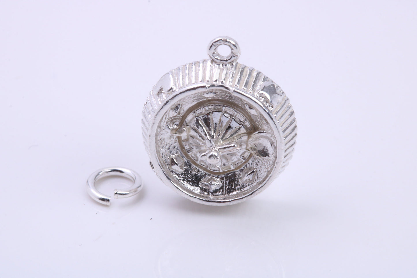 Roulette Wheel Charm, Traditional Charm, Made from Solid 925 Grade Sterling Silver, Complete with Attachment Link