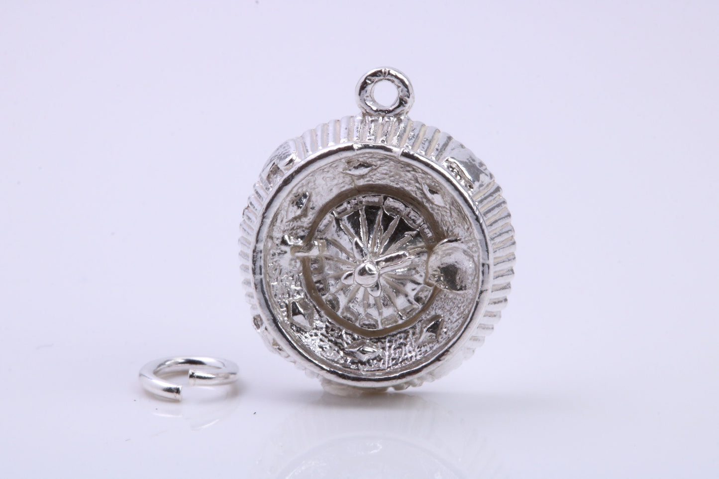 Roulette Wheel Charm, Traditional Charm, Made from Solid 925 Grade Sterling Silver, Complete with Attachment Link