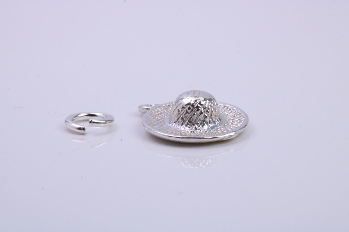 Garden Sun Hat Charm, Traditional Charm, Made from Solid 925 Grade Sterling Silver, Complete with Attachment Link