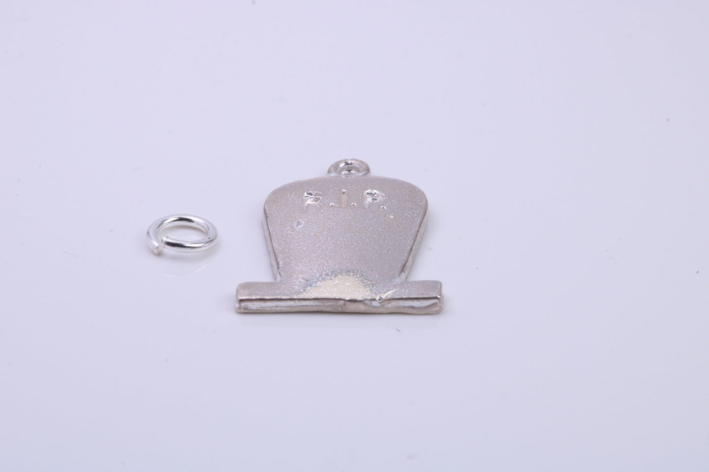 R I P Tombstone Charm, Traditional Charm, Made from Solid 925 Grade Sterling Silver, Complete with Attachment Link