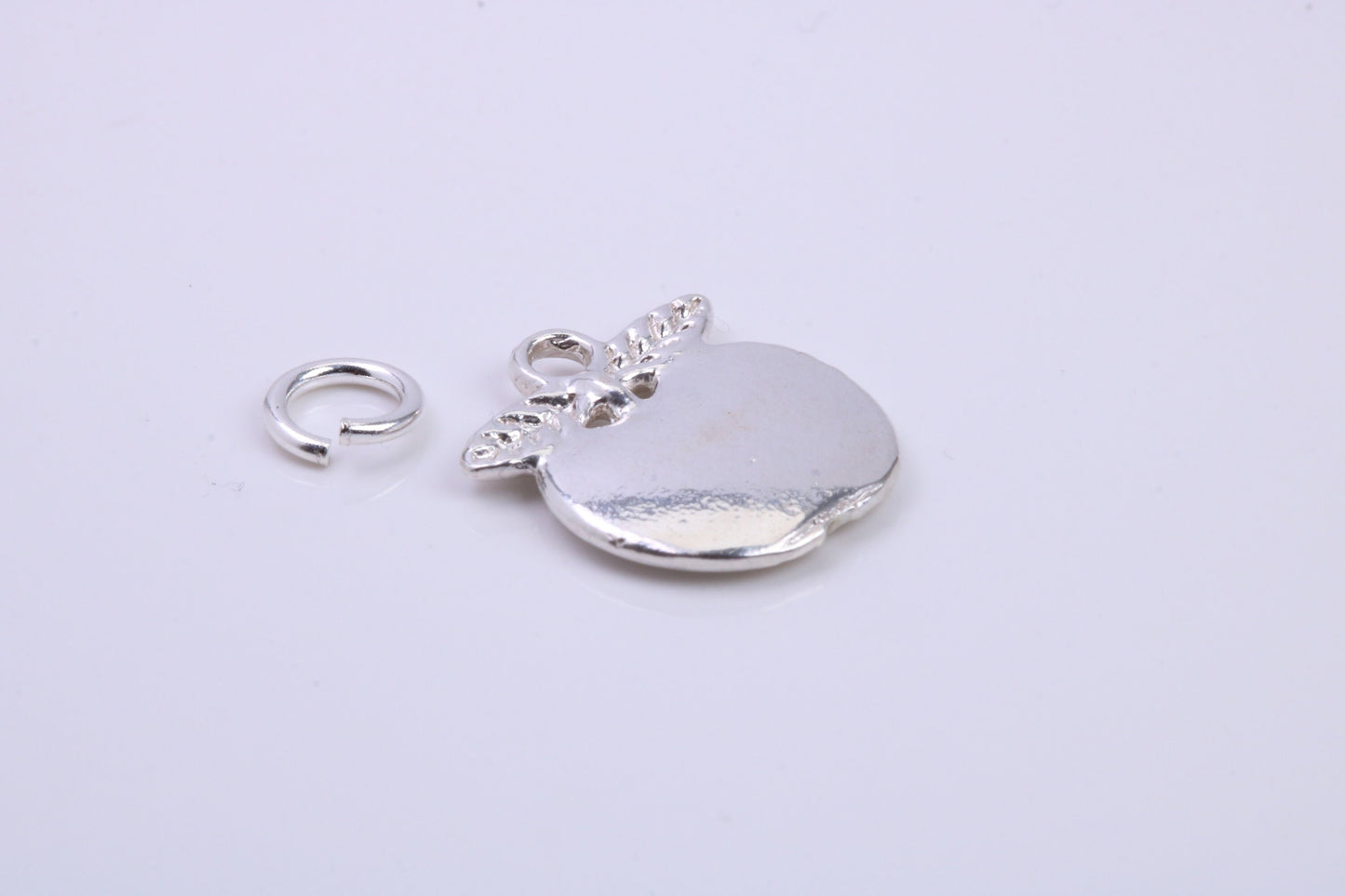 Apple Charm, Traditional Charm, Made from Solid 925 Grade Sterling Silver, Complete with Attachment Link