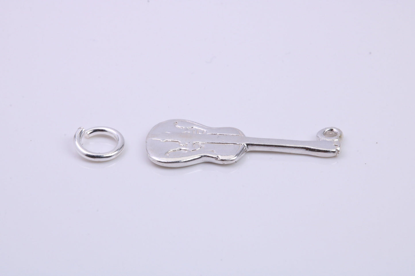Guitar Charm, Traditional Charm, Made from Solid 925 Grade Sterling Silver, Complete with Attachment Link