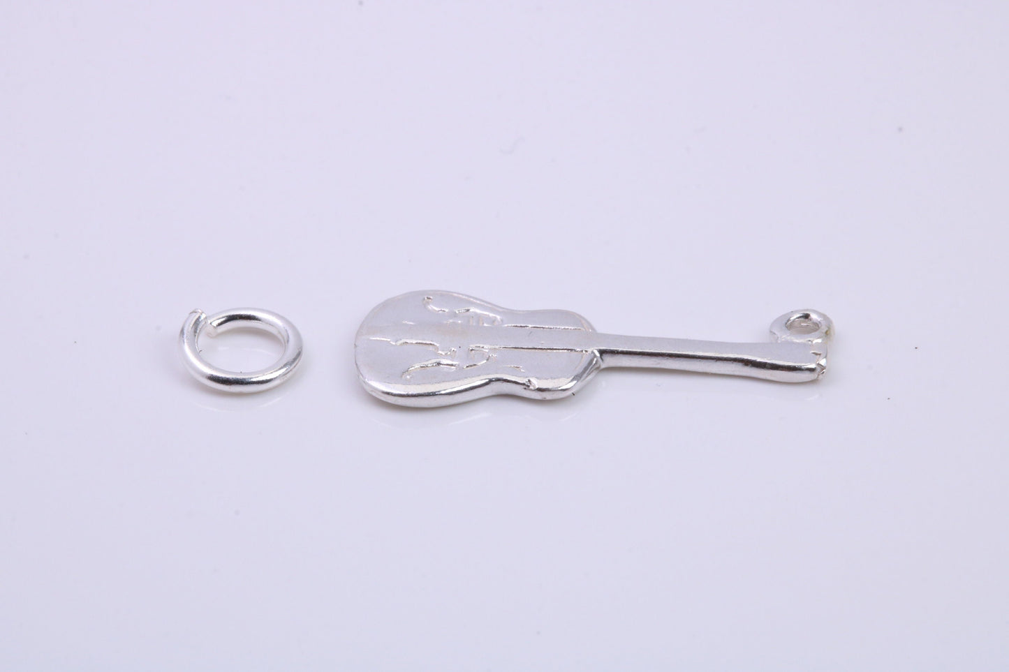 Guitar Charm, Traditional Charm, Made from Solid 925 Grade Sterling Silver, Complete with Attachment Link