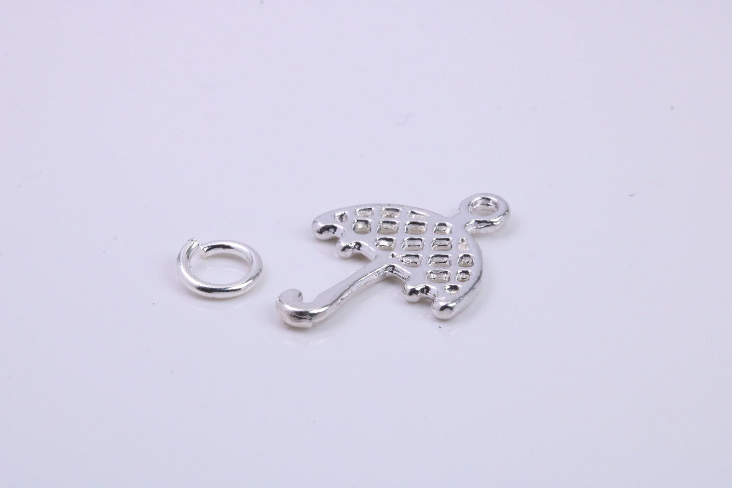 Umbrella Charm, Traditional Charm, Made from Solid 925 Grade Sterling Silver, Complete with Attachment Link