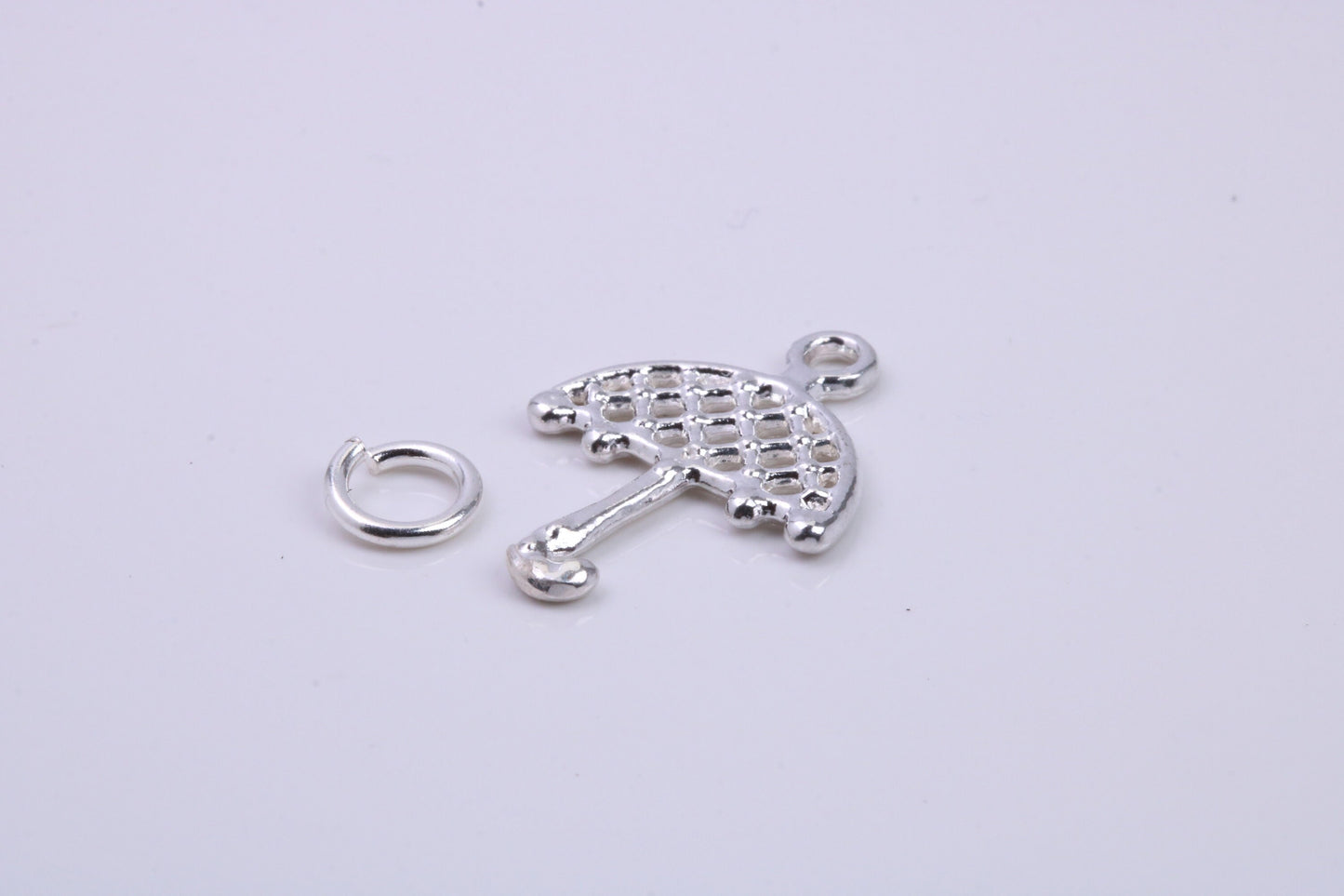 Umbrella Charm, Traditional Charm, Made from Solid 925 Grade Sterling Silver, Complete with Attachment Link