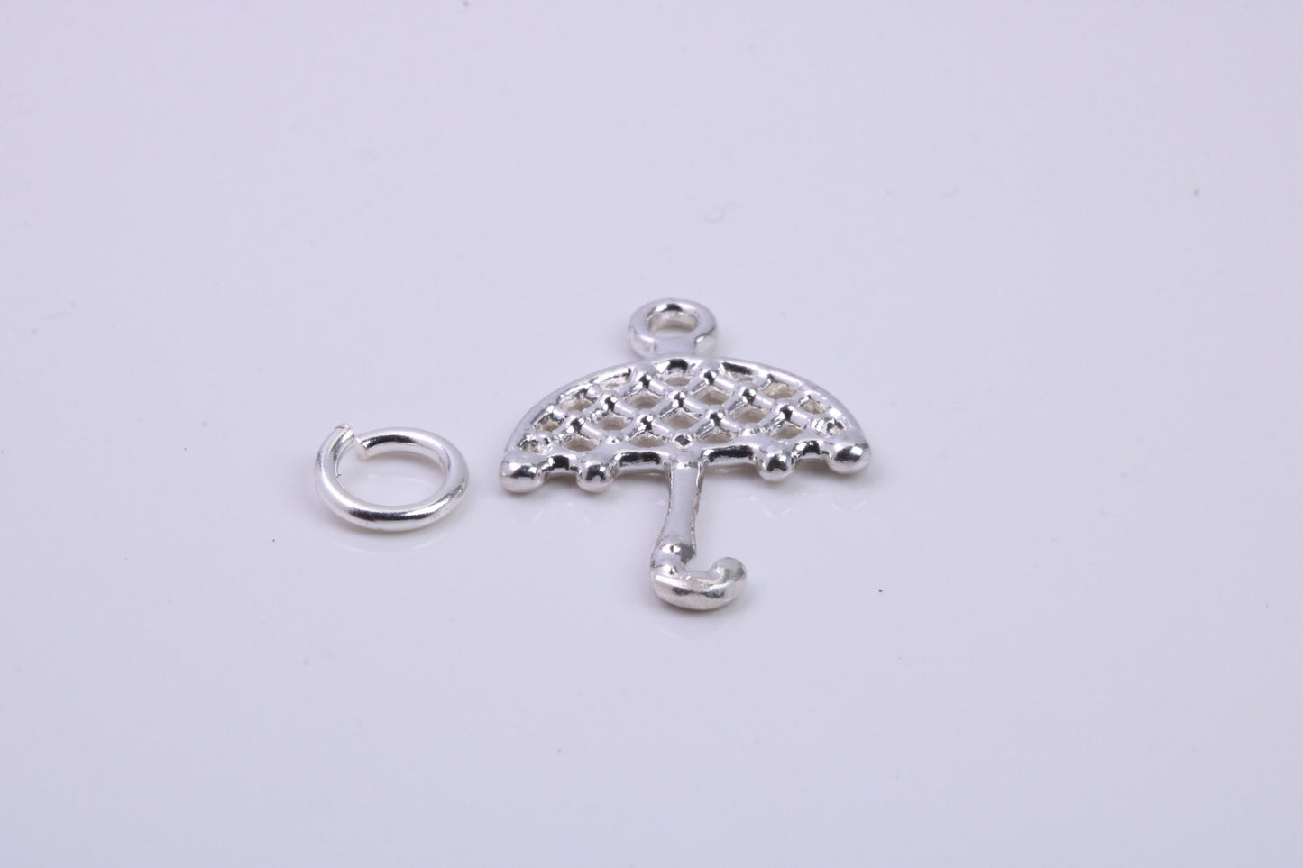 Umbrella Charm, Traditional Charm, Made from Solid 925 Grade Sterling Silver, Complete with Attachment Link