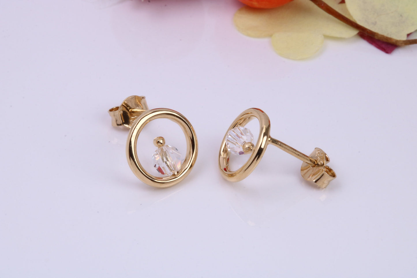 Necklace and Earrings with Matching Ring set With Cubic Zirconia, Made from solid Sterling Silver, 18ct Yellow Gold Plated