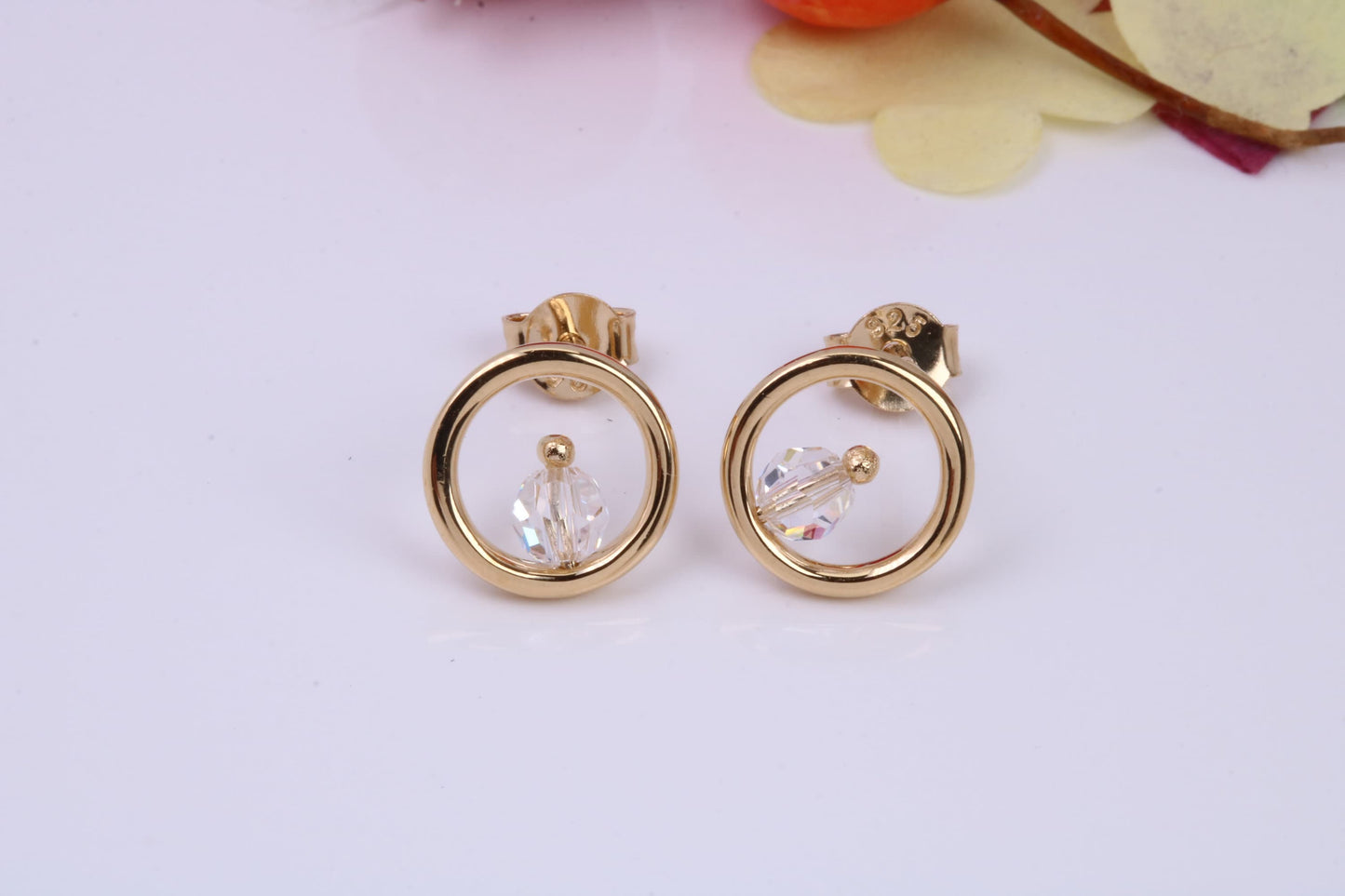 Necklace and Earrings with Matching Ring set With Cubic Zirconia, Made from solid Sterling Silver, 18ct Yellow Gold Plated
