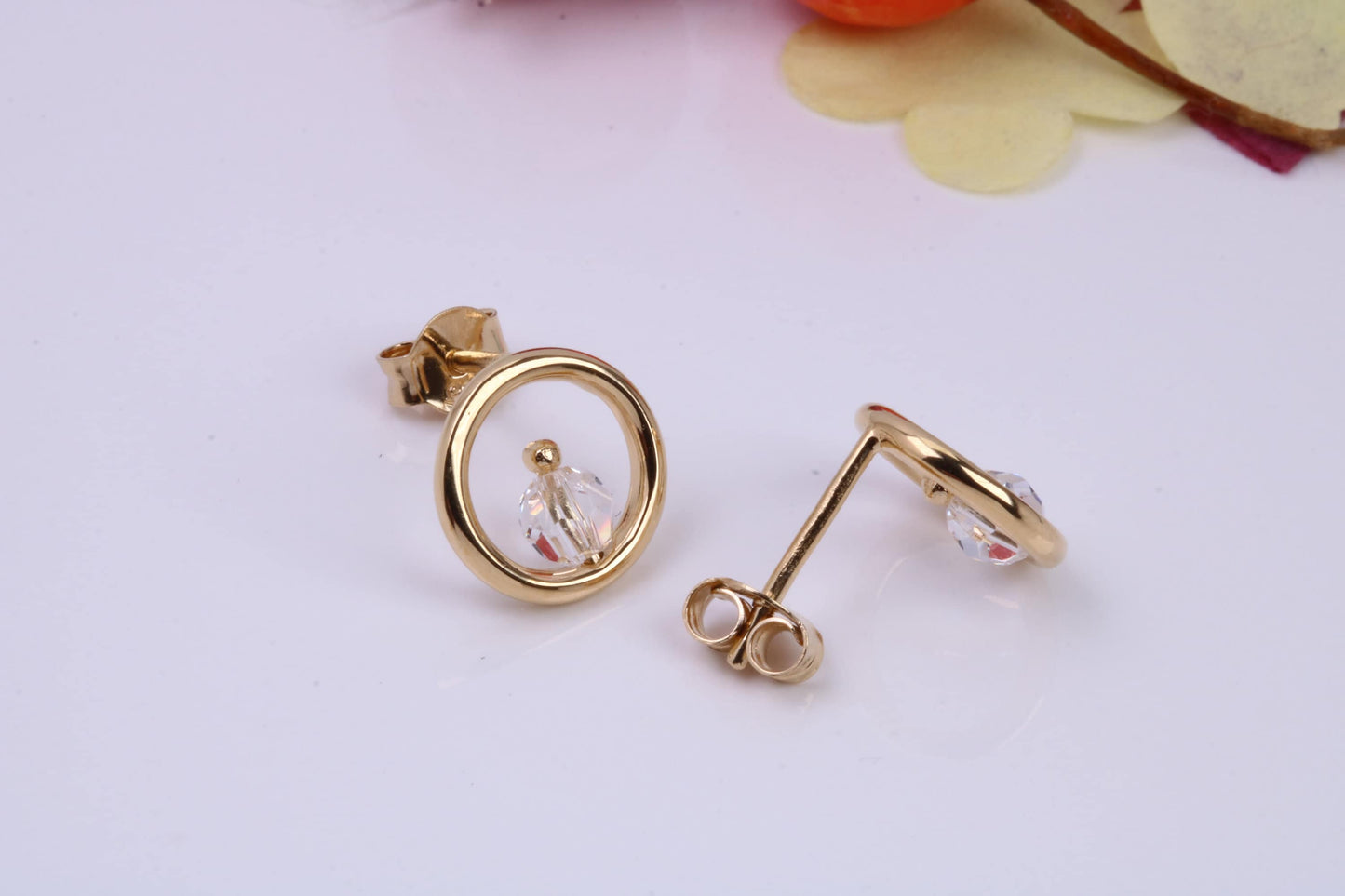 Necklace and Earrings with Matching Ring set With Cubic Zirconia, Made from solid Sterling Silver, 18ct Yellow Gold Plated