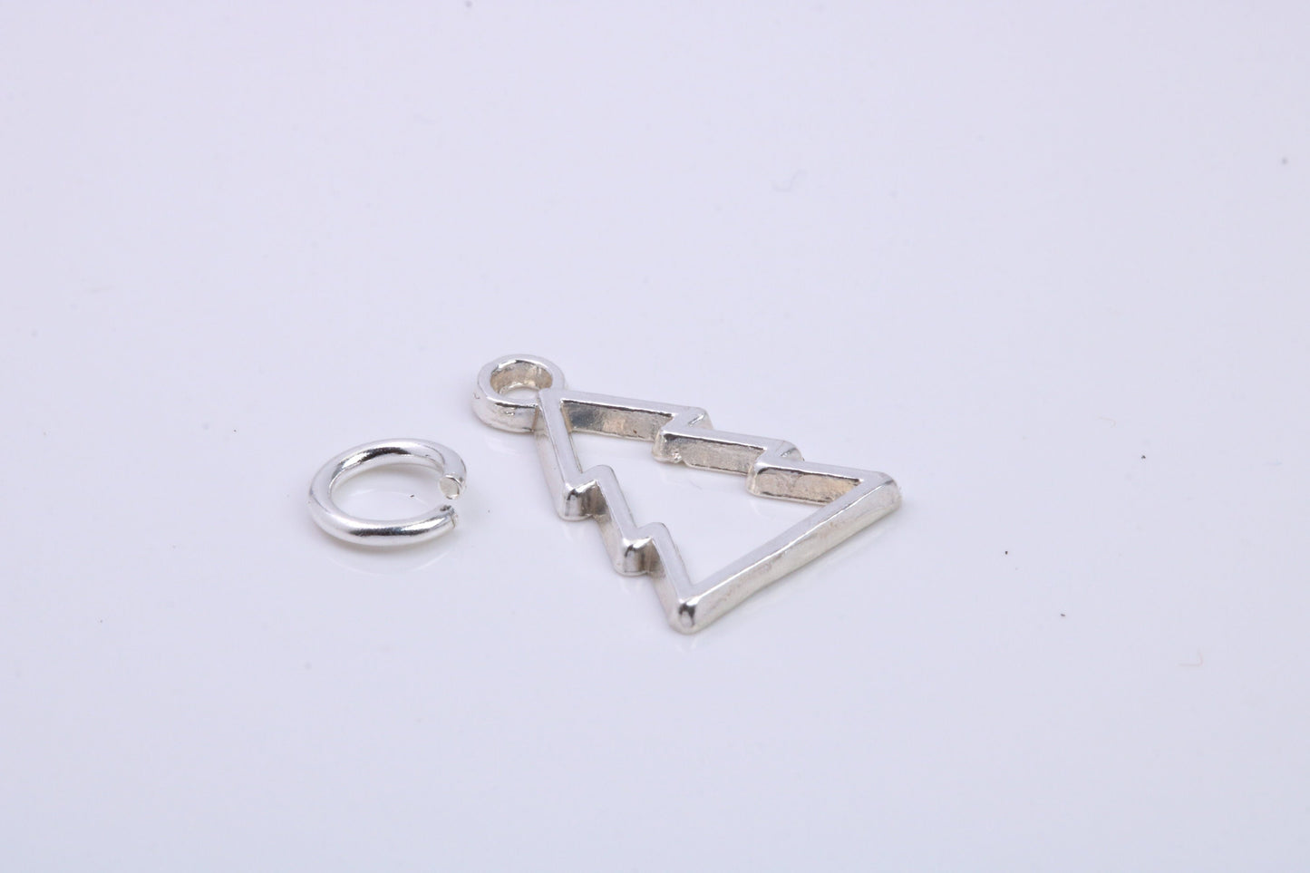 Christmas Tree Charm, Traditional Charm, Made from Solid 925 Grade Sterling Silver, Complete with Attachment Link