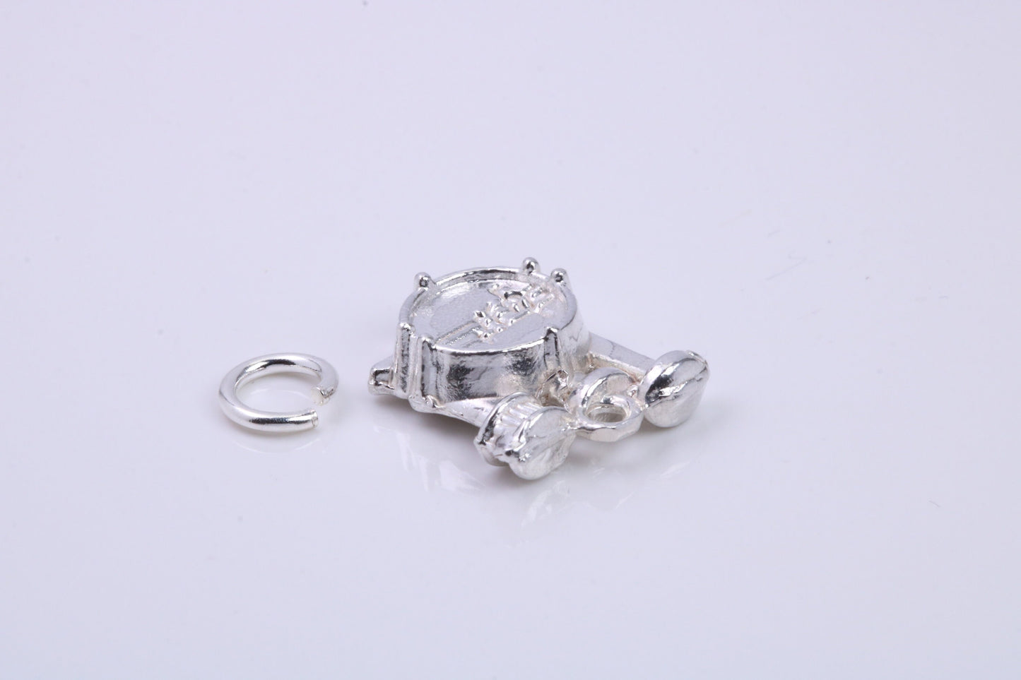 Drum Set Charm, Traditional Charm, Made from Solid 925 Grade Sterling Silver, Complete with Attachment Link