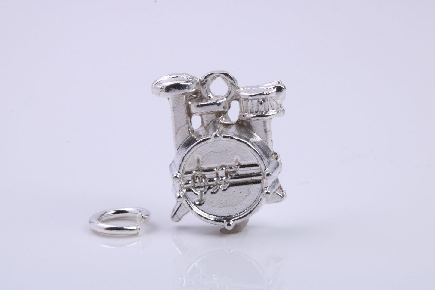 Drum Set Charm, Traditional Charm, Made from Solid 925 Grade Sterling Silver, Complete with Attachment Link