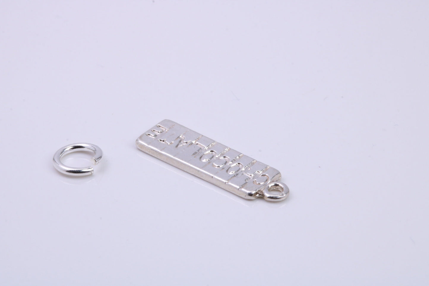 Chocolate Bar Charm, Traditional Charm, Made from Solid 925 Grade Sterling Silver, Complete with Attachment Link