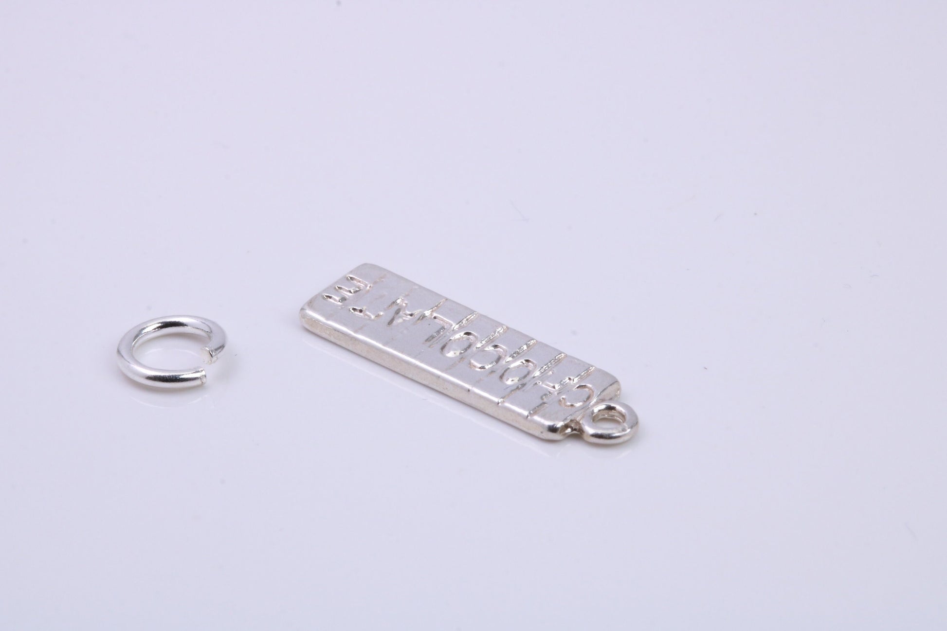 Chocolate Bar Charm, Traditional Charm, Made from Solid 925 Grade Sterling Silver, Complete with Attachment Link