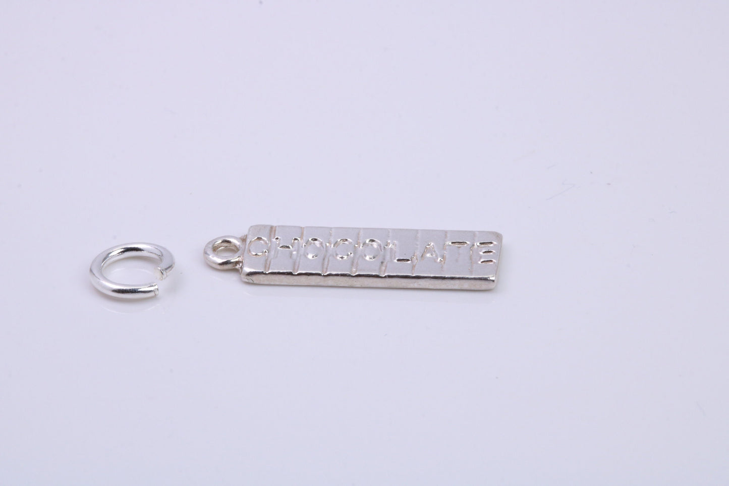 Chocolate Bar Charm, Traditional Charm, Made from Solid 925 Grade Sterling Silver, Complete with Attachment Link