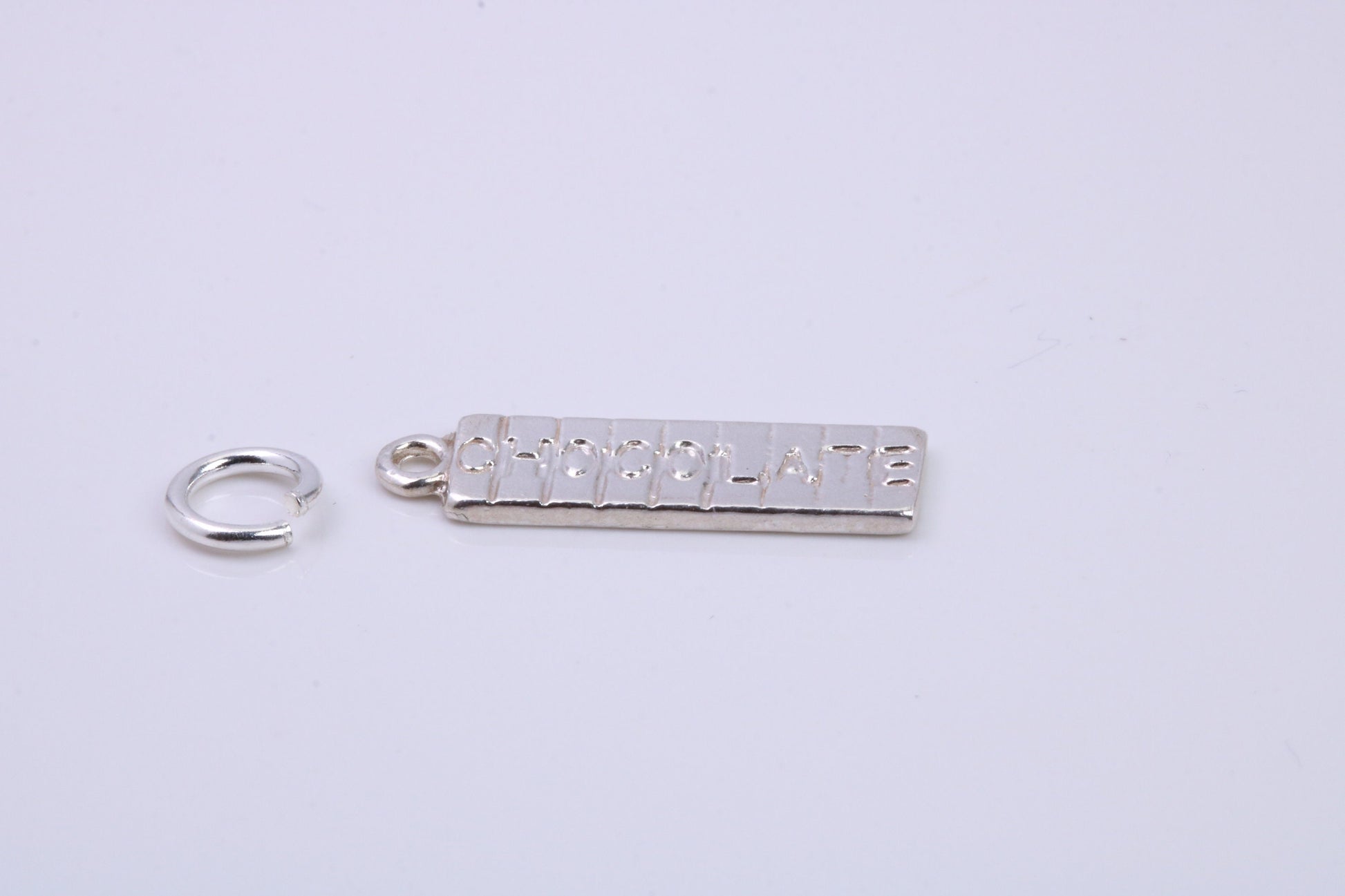 Chocolate Bar Charm, Traditional Charm, Made from Solid 925 Grade Sterling Silver, Complete with Attachment Link