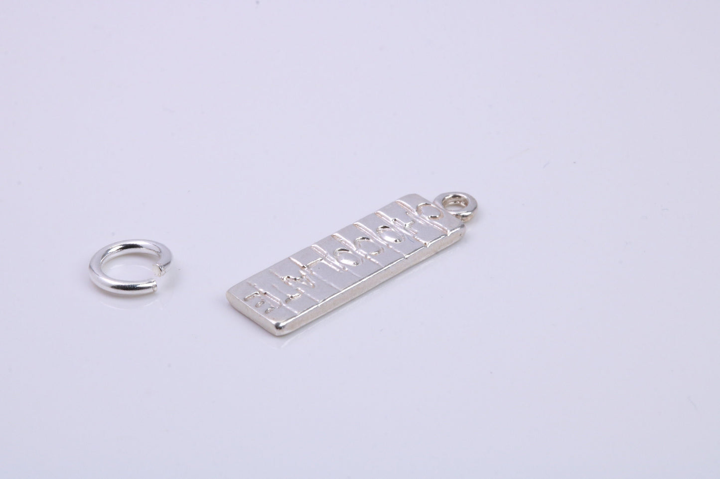 Chocolate Bar Charm, Traditional Charm, Made from Solid 925 Grade Sterling Silver, Complete with Attachment Link