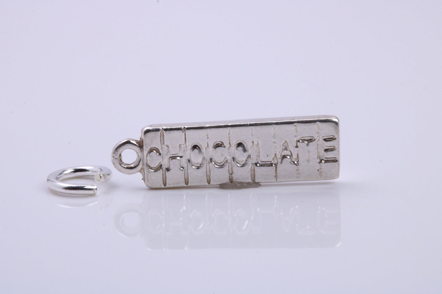 Chocolate Bar Charm, Traditional Charm, Made from Solid 925 Grade Sterling Silver, Complete with Attachment Link