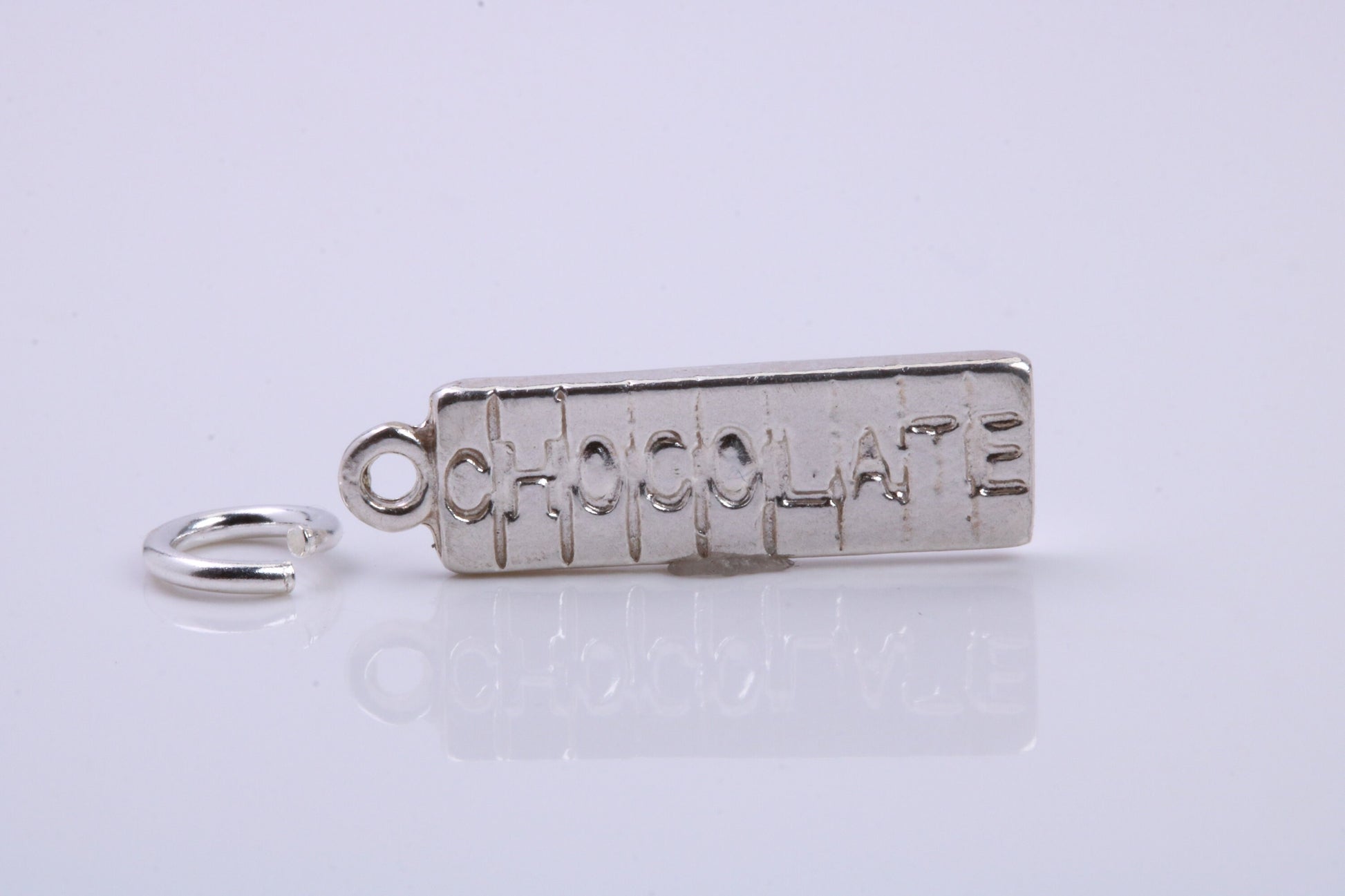 Chocolate Bar Charm, Traditional Charm, Made from Solid 925 Grade Sterling Silver, Complete with Attachment Link
