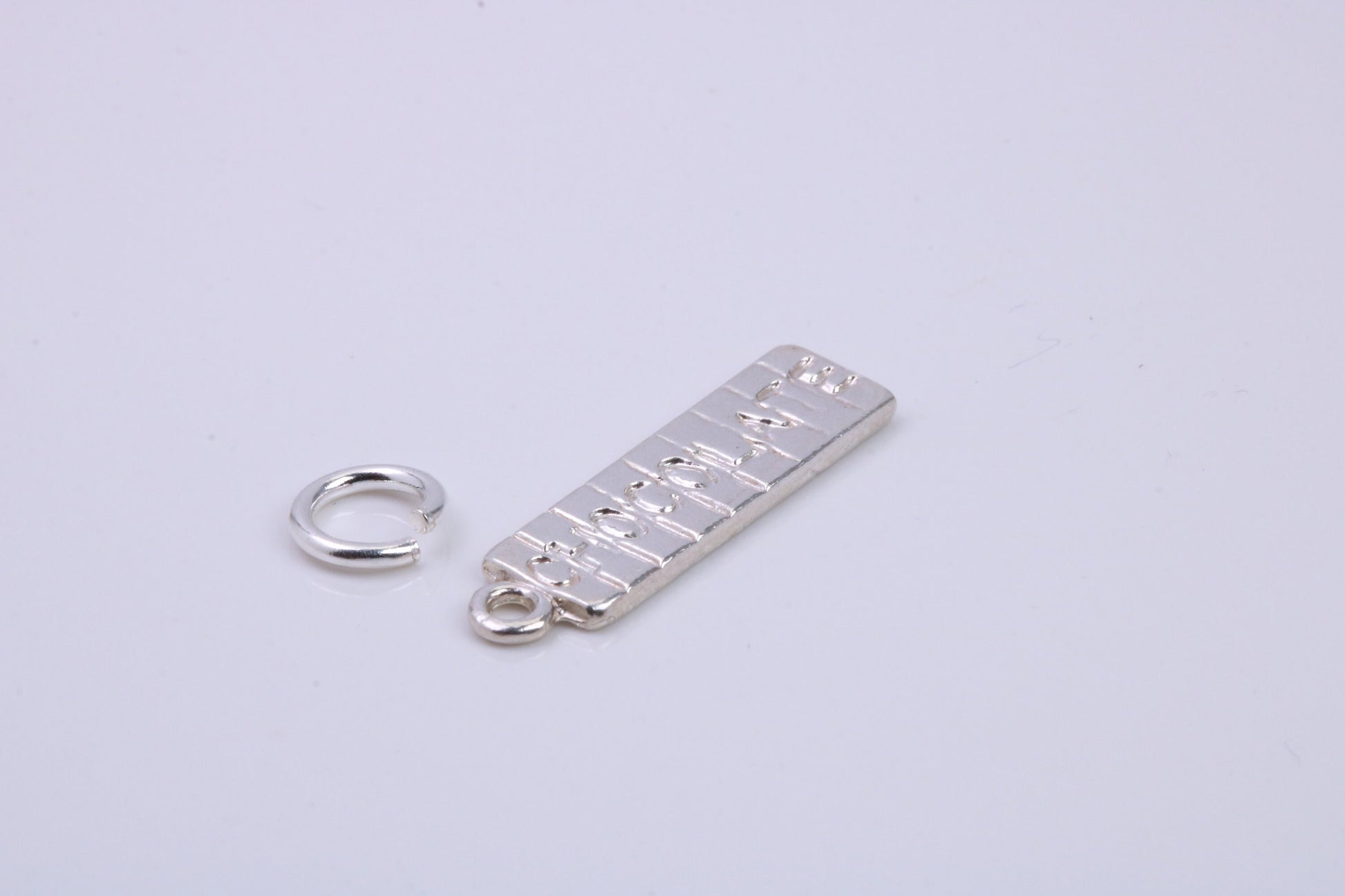 Chocolate Bar Charm, Traditional Charm, Made from Solid 925 Grade Sterling Silver, Complete with Attachment Link