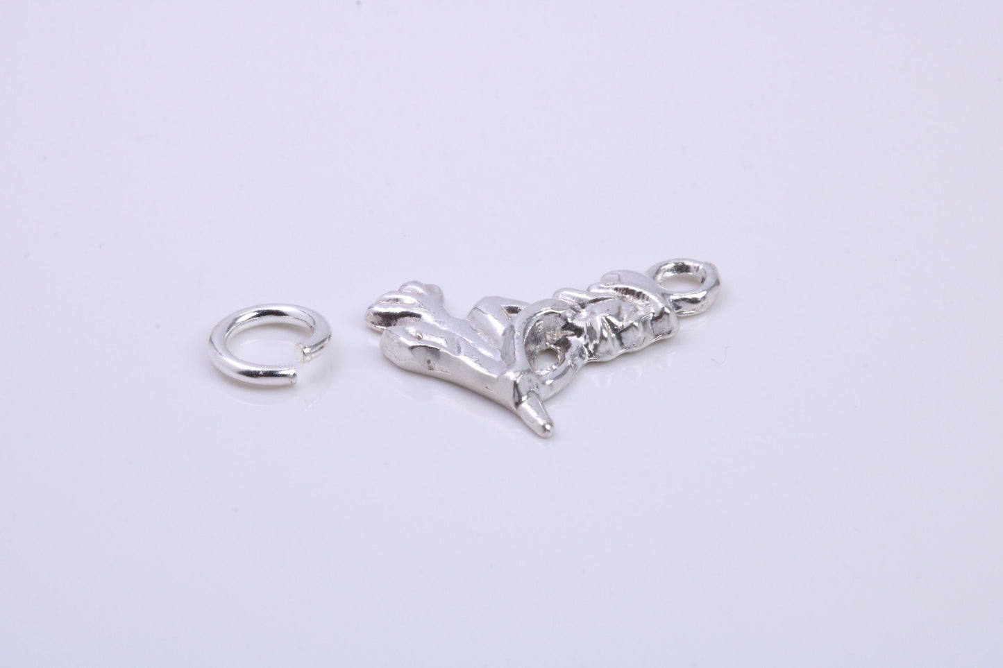 Witch on Broom Stick Charm, Traditional Charm, Made from Solid 925 Grade Sterling Silver, Complete with Attachment Link