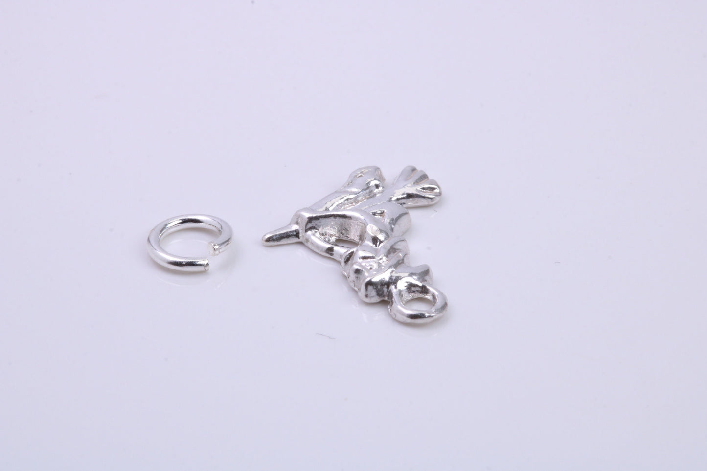 Witch on Broom Stick Charm, Traditional Charm, Made from Solid 925 Grade Sterling Silver, Complete with Attachment Link