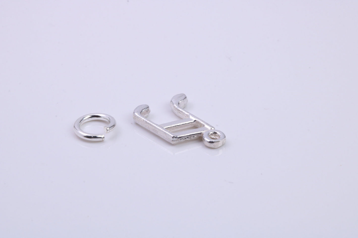 Musical Beam Note Charm, Traditional Charm, Made from Solid 925 Grade Sterling Silver, Complete with Attachment Link