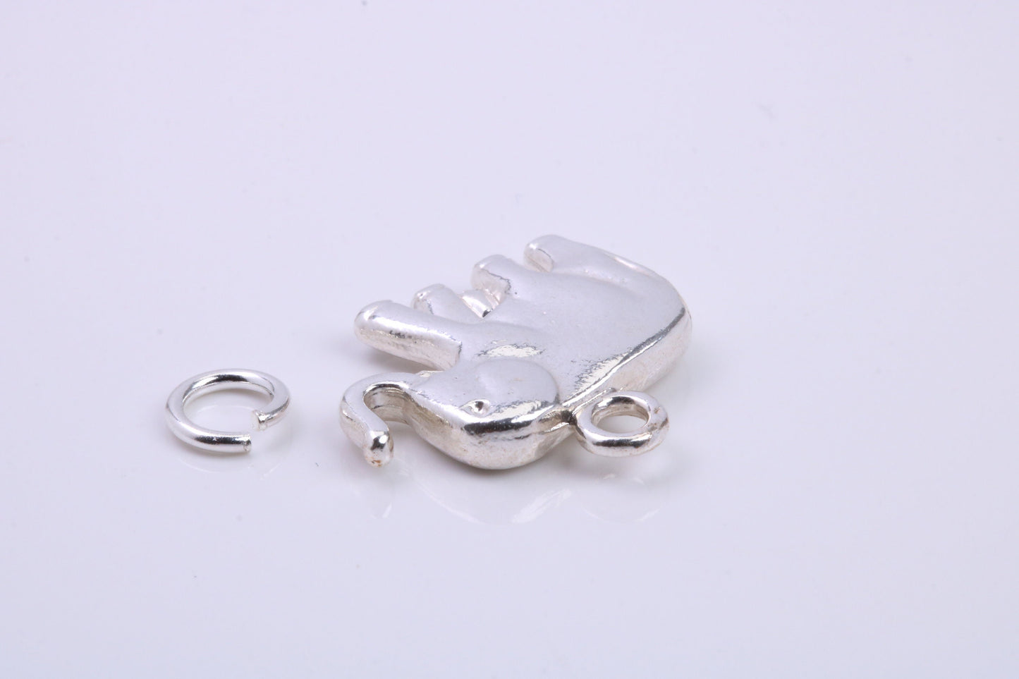 African Elephant Charm, Traditional Charm, Made from Solid 925 Grade Sterling Silver, Complete with Attachment Link