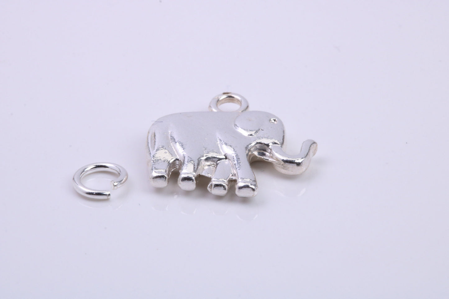 African Elephant Charm, Traditional Charm, Made from Solid 925 Grade Sterling Silver, Complete with Attachment Link