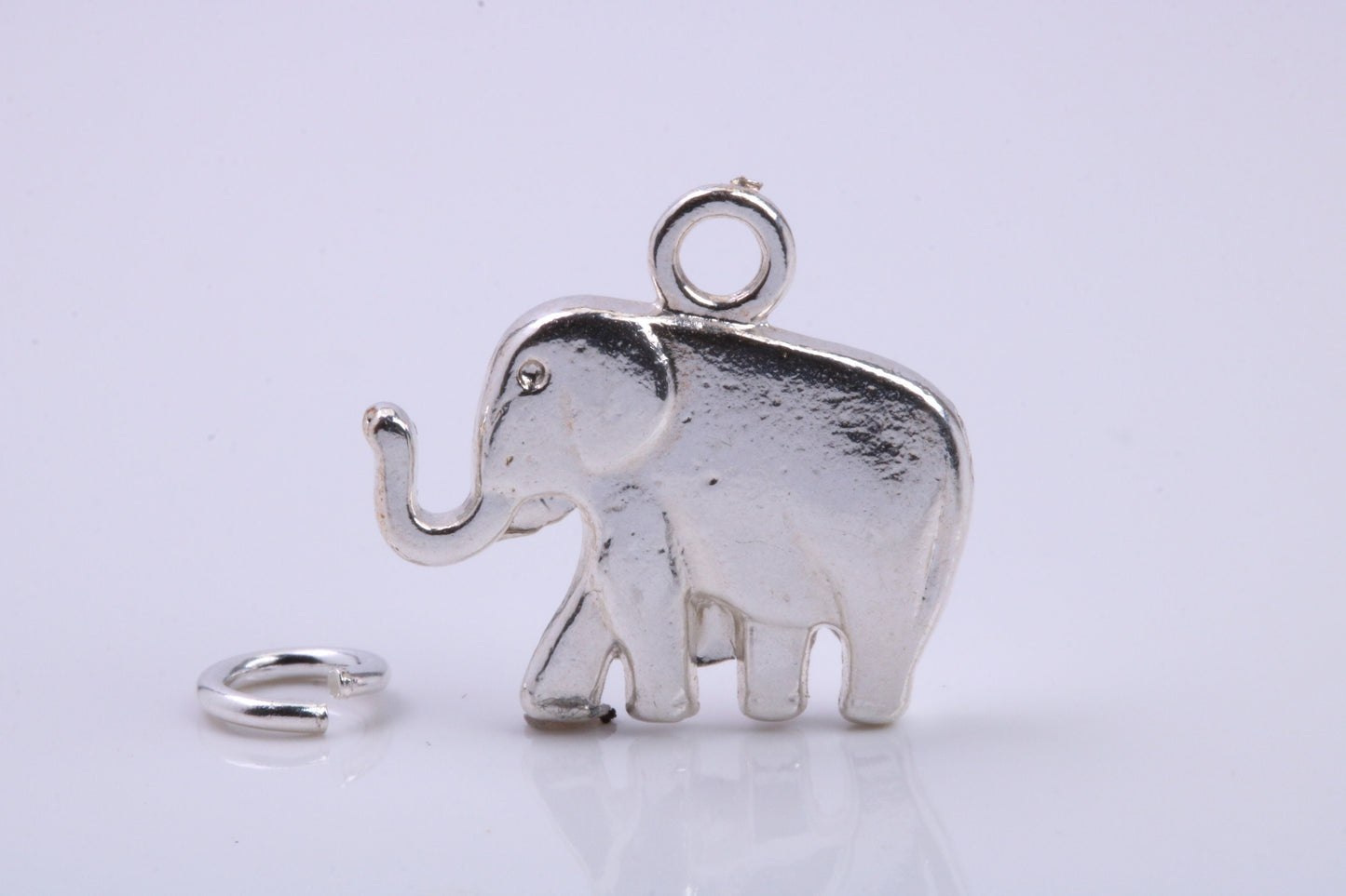 African Elephant Charm, Traditional Charm, Made from Solid 925 Grade Sterling Silver, Complete with Attachment Link