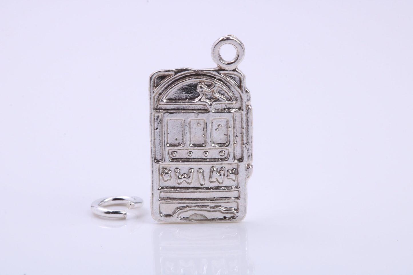 Slot Machine Charm, Traditional Charm, Made from Solid 925 Grade Sterling Silver, Complete with Attachment Link