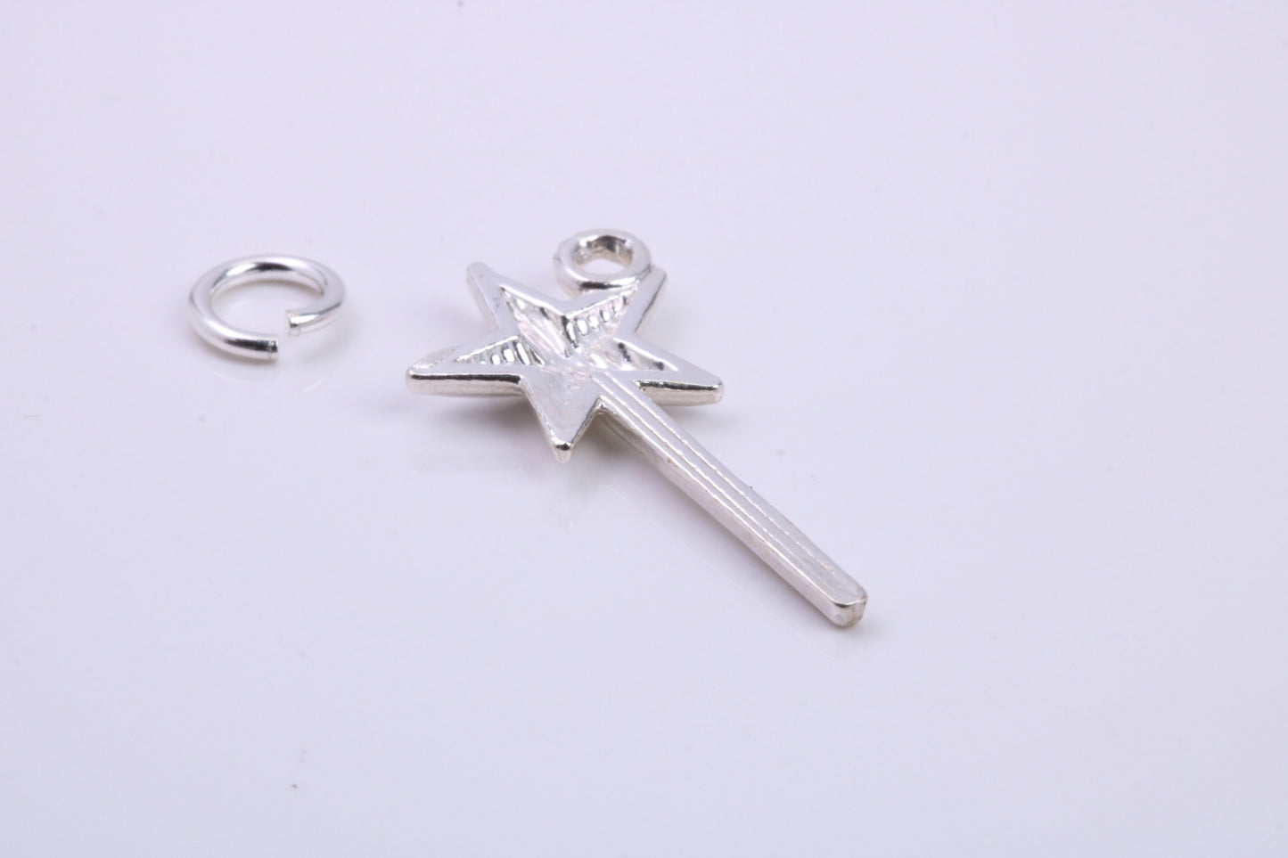 Princess Magic Wand Charm, Traditional Charm, Made from Solid 925 Grade Sterling Silver, Complete with Attachment Link
