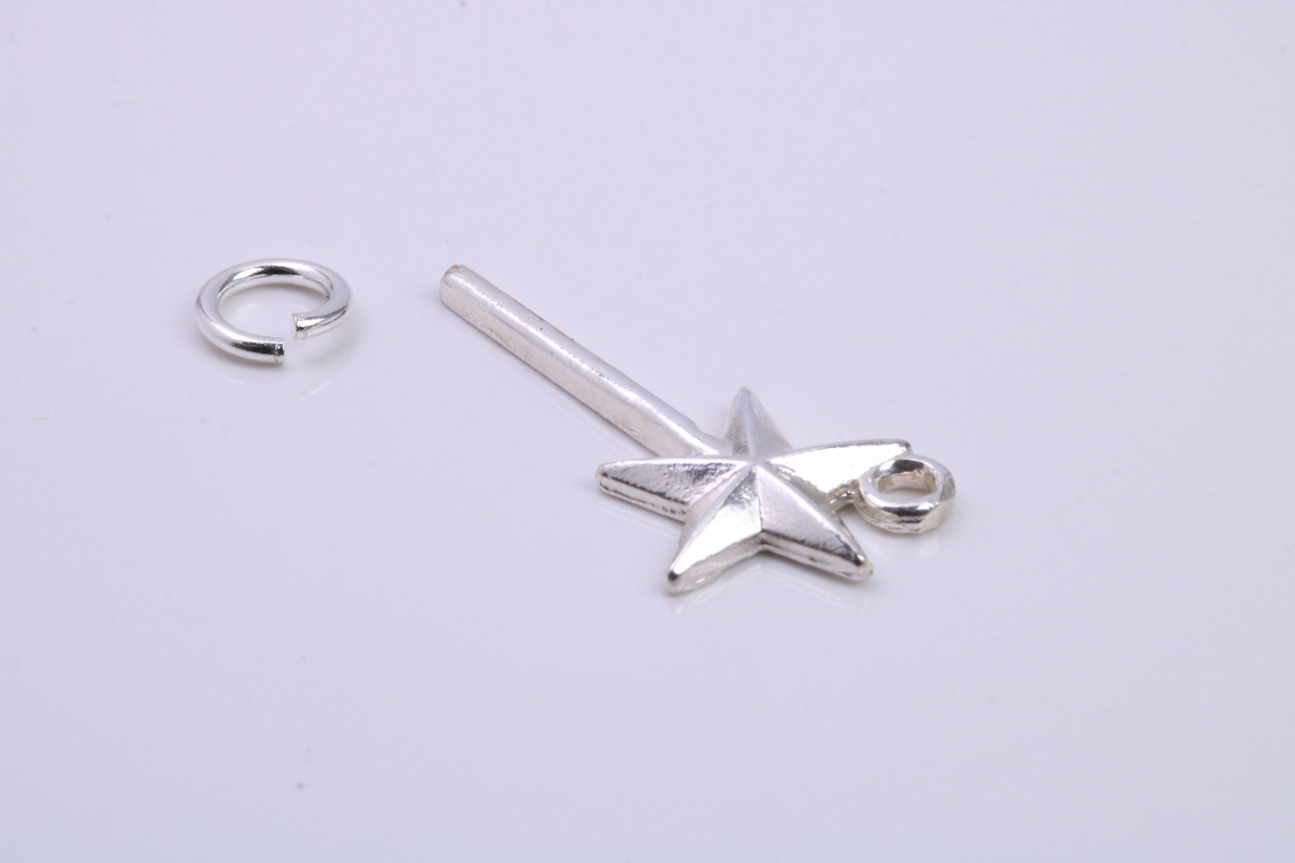 Princess Magic Wand Charm, Traditional Charm, Made from Solid 925 Grade Sterling Silver, Complete with Attachment Link