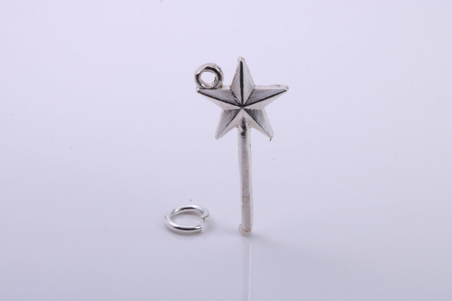Princess Magic Wand Charm, Traditional Charm, Made from Solid 925 Grade Sterling Silver, Complete with Attachment Link